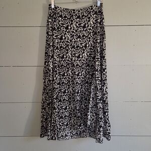 Madewell A-Line Flowing Skirt Slit Long Black White Women's Regular Zip Size 4